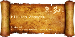 Miklics Zsanett névjegykártya